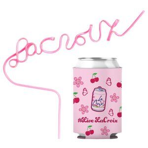 New! LaCroix Silly Straw & Koozie Cherry Blossom